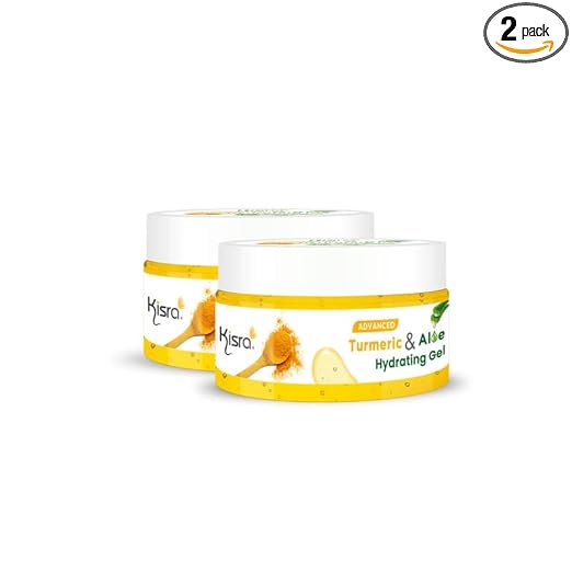 Kisra Advanced Turmeric & Aloe Hydrating Gel for Face, Skin & Body with Turmeric, Insta 2X Hydration, 48h Moisturisation* | Design for All Skin Type – 100gm (Pack of 2)