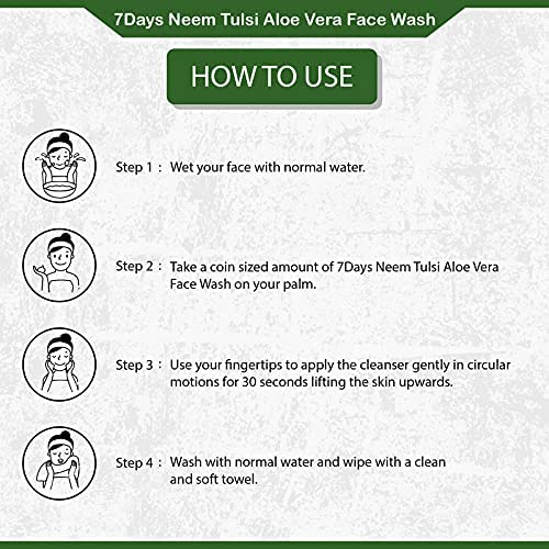 Kisra 7days Neem, Tulsi and Aloe Vera Face Wash | Acne Face Wash | Reduce Scarring for Softer | Oily Skin | Bright, Clear Skin | 100% Paraben, Sulphate and Silicone Free (Pack Of 2) - Image 5