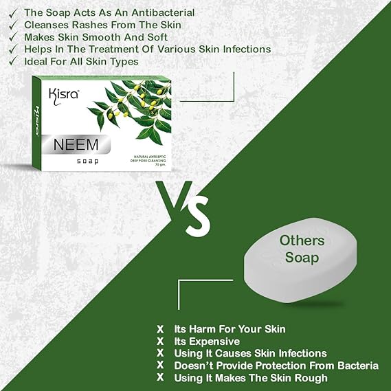 Kisra Neem Soap Deep Pore Cleansing 75gm (Pack of 4) - Image 3