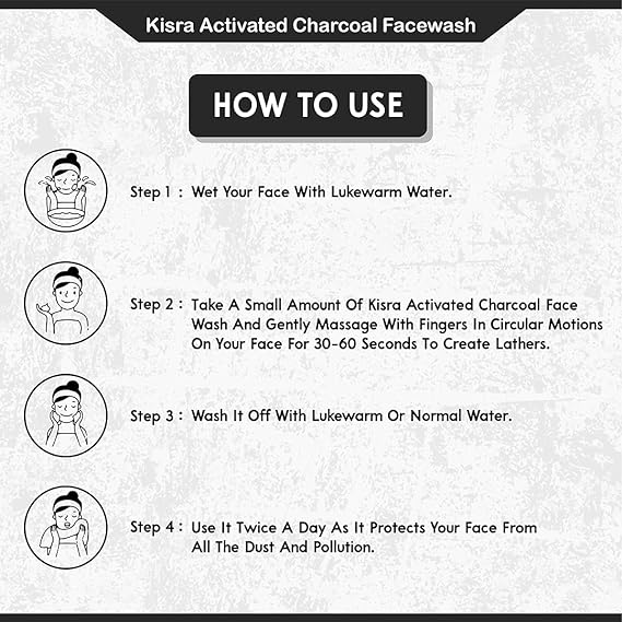 Kisra Activated Charcoal Anti-Pollution Face Wash for Deep Pore Cleaning, 50gm | Removes Dirt & Impurities | Suitable for Acne Prone Skin | For Men & Women (Pack of 2) - Image 3