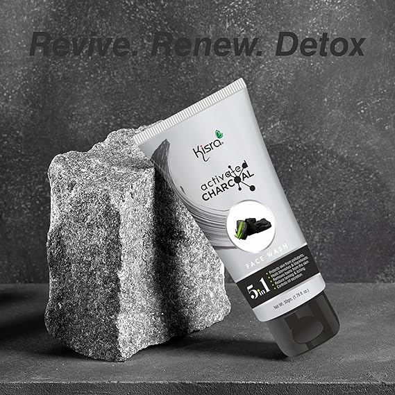 Kisra Activated Charcoal Anti-Pollution Face Wash for Deep Pore Cleaning, 50gm | Removes Dirt & Impurities | Suitable for Acne Prone Skin | For Men & Women (Pack of 2) - Image 4