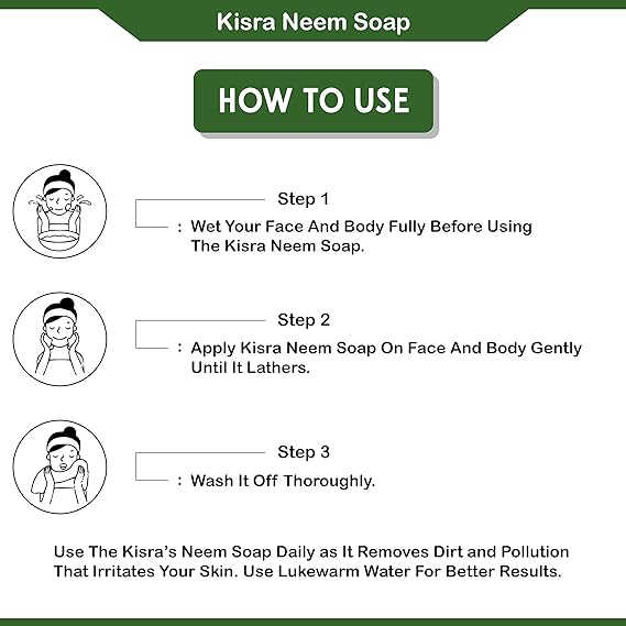 Kisra Neem Soap Deep Pore Cleansing 75gm (Pack of 4) - Image 4