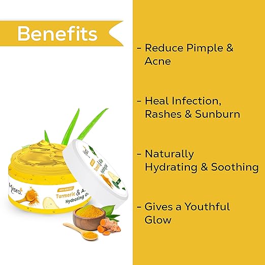 Kisra Advanced Turmeric & Aloe Hydrating Gel for Face, Skin & Body with Turmeric, Insta 2X Hydration, 48h Moisturisation* | Design for All Skin Type – 100gm (Pack of 2) - Image 3
