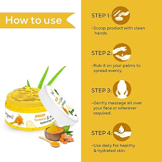 Kisra Advanced Turmeric & Aloe Hydrating Gel for Face, Skin & Body with Turmeric, Insta 2X Hydration, 48h Moisturisation* | Design for All Skin Type – 100gm (Pack of 2) - Image 2